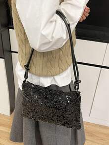 New Arrival Sequin Versatile Unique Design Shoulder Bag, Suitable For Outing And Travel - Black - View 4
