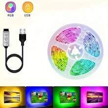 LED Light Strip Of RGB 5050 LED With Lights, 3-Key Remote Control 5V USB LED With Flexible Strip Diode Strip, Used For TV Backlight Room Decoration, Night Light - 多色光 - 查看 9