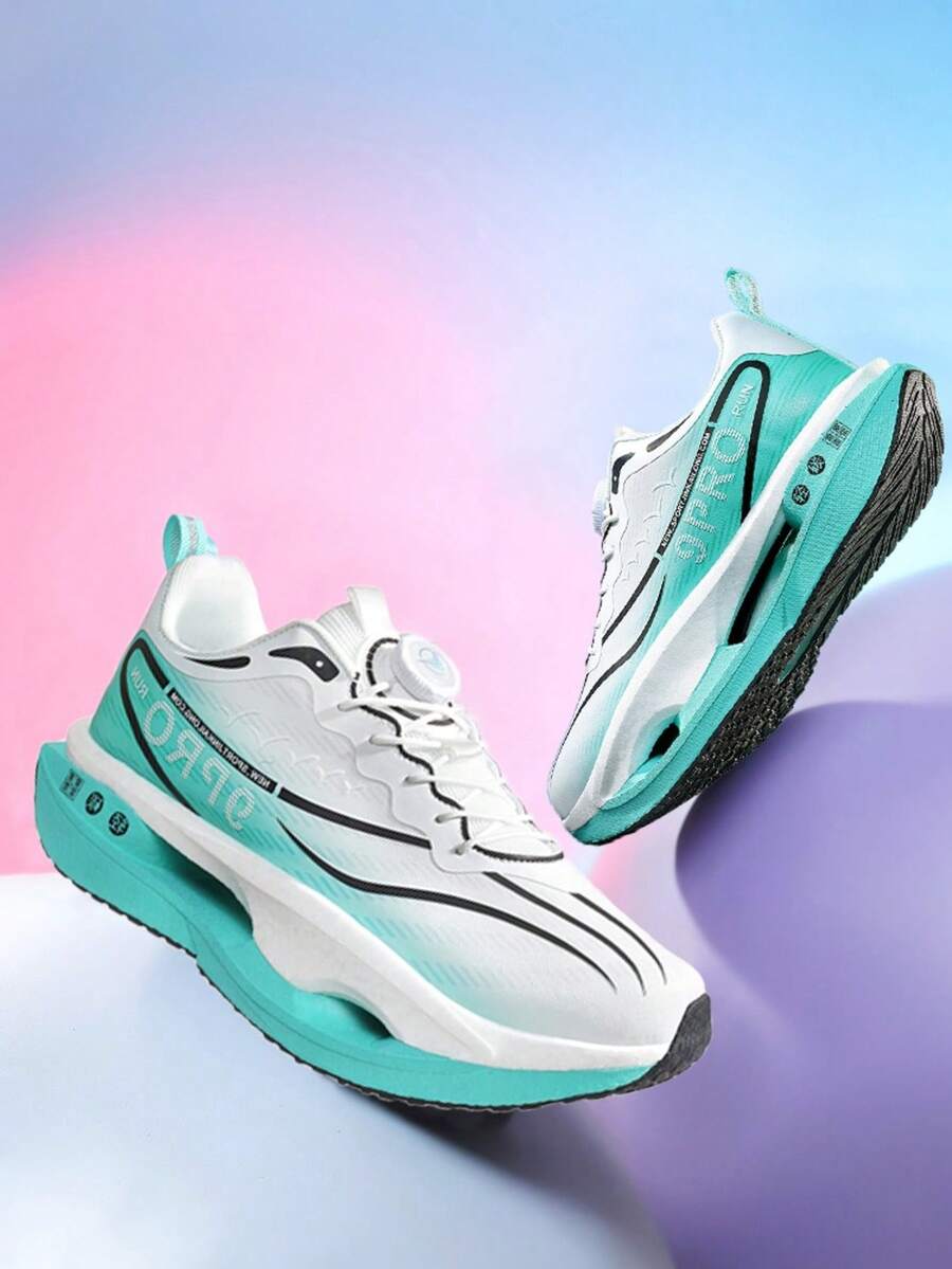 女士春夏渐变色跑步鞋，旋钮式闭合透气舒适运动鞋，轻便减震时尚休闲鞋