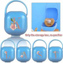 Hộp đựng núm vú giả bằng silicon, hộp đựng núm vú giả kín khí có nắp đậy, có thể gắn vào túi đựng tã hoặc xe đẩy, bao gồm họa tiết chữ cái A-Z màu vàng hồng, quà tặng Eid Al-Fitr. - Màu xanh lam - Xem 1