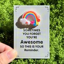 12pcs Rainbow Resin Figurine Set, Comes With Inspiring Greeting Card, Suitable For Holiday Parties, Gifts, And Positive Encouragement - Multicolor - View 9