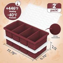 Silicone Freezer Tray Soup Sauce Cube 2Pcs (Burgundy) - 杏色 - 查看 2