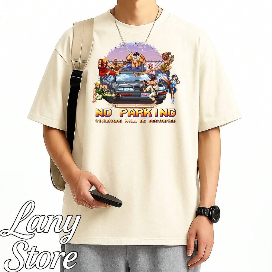 Retro Fighting Game T-Shirt - Ryu Chun-Li - Unisex - Men's/Women's - 100% Cotton - Top Premium Streetwear - New Release - Immediate Shipping - Various Colors!! - 米色 - 查看 1