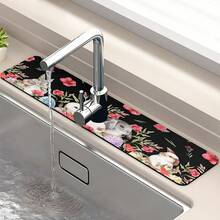 1pc Easter Bunny Printing Sink Faucet Water Absorption Pad, Drainage Pad, Kitchen, Bathroom Sink, Countertop, Drainage Pad, Diatomite Washbasin, And Cuttable Quick-Drying Pad. - Multicolor - View 9