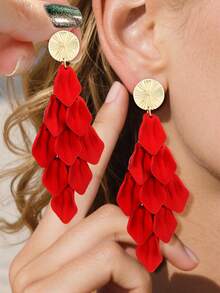 Betykuku 1 Pair Petal Pendant Baroque Style Earrings - Pearlescent Leaf Earrings - View 5