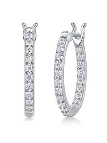 925纯银莫桑石耳环，低过敏性，简约奢华设计，抗氧化，百搭耳环，情人节、母亲节、婚礼、订婚、生日礼物，礼盒包装 - 銀色 - 查看 8