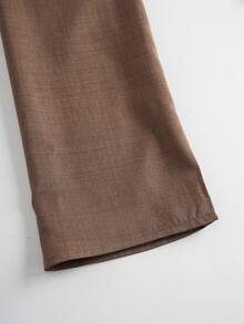 SMILE CHIC Vintage Style 2-Piece Set, Featuring Distressed Flare Sleeve Shirt And Skirt, High-End Casual Commuter Outfit, Flattering Silhouette, Slimming And Elongating, Suitable For Early Spring And Autumn - Brown - View 11