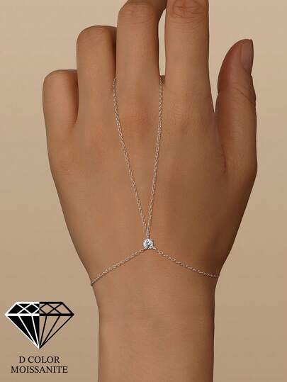 1 pieza Pulsera de mujer con moissanita, pulsera de cadena de mano delicada con eslabones de circonita cúbica, joyería corporal hipoalergénica, regalo para el Ramadán, aniversario, cumpleaños, Día de San Valentín