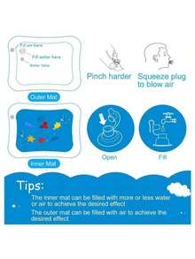 Alfombra de agua inflable para niños, alfombra de gateo y entrenamiento para bebés, juguete de almohadilla de golpeteo para bebés para promover el desarrollo sensorial y la coordinación - Como se muestra en la imagen - Ver 5