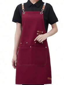 1pc Durable Waterproof Canvas Work Apron With Pockets And Adjustable Strap, Suitable For Nail Salons, Cafes, Restaurants, Bars, Bakeries And Staff ﻿ - Multicolor - View 6