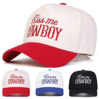 1pc Women's " COWBOY" Truck Driver Hat, Personalized Embroidered Letter Baseball Cap, Streetwear Fashion Five-Panel Hat, Outdoor Sun Protection Casual Hat For Spring, Autumn, Travel, Beach