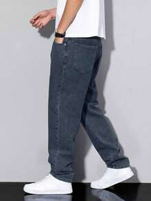 European And American Casual Black Denim Pants For Teenagers, Non-Stretch - Navy Blue - View 5