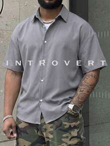 Men's Business Commuting Short Sleeved Shirt, Loose And Versatile, Summer Button Thin Lightweight Top - Dark Grey - View 1