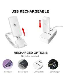 USB Rechargeable Foldable Reading Light, Eye-Caring Night Light For Reading, 3 Light Colors, Portable Book Clip Lamp, Bookmark Reading Light, Bedside Lamp - One Size Fits All - View 10