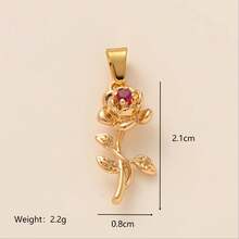 1pc INS Fashion Flower, Lucky Clover, Heart Zirconia Small Flower Rose Pendant, 18K Gold Plated, Waterproof And Fade-Resistant, DIY Jewelry Accessory, Necklace, Bracelet, Earring, Keychain, Bag, Women Jewelry, Wallet Charm, Small Pendant, Gift - Multicolor - View 7