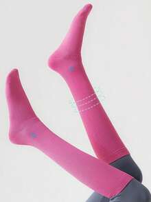 1 par de calcetines deportivos de compresión muscular profesionales para mujeres, mangas para pantorrillas, saltar a la cuerda, correr, alta elasticidad, adelgazantes, calcetines largos y tubulares para deportes - Multicolor - Ver 9