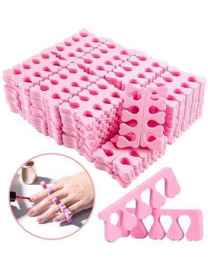 100pcs Pink Foam Finger/Toe Separator, Heart Design, Odorless Nail Polish Accessories, Comfortable Sponge Finger Separator, Back To School Gift, Manicure Supplies, Nail Art Tools - 10/50/100