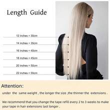 [20 Pieces/Pack/50 G, 40-66 Cm (16-26 Inch) Long Human Hair Extensions In Natural Black 1B#] Tape-In Human Hair Extensions, Remy Human Hair, Straight, Invisible Adhesive Strips. Suitable For Women For Daily Use. - Natural Black - View 7