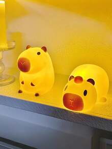 Cute Capybara Silicone Night Light, Rechargeable Animal Lamp Decor Suitable For Living Room, Birthday, Christmas, Holiday Gift For Boys And Girls - Yellow - View 5