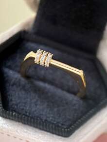 Vintage Unique Casual Square Strap, Gold Flat Bar Ring, Suitable For All Occasions - Gold - View 2
