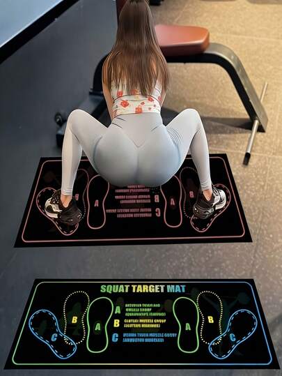 Este tapete de fitness multifuncional antideslizante es adecuado para ejercicios de sentadillas, y también se puede usar como esterilla de yoga o almohadilla para sentadillas. Es resistente al desgaste, antideslizante, suave y elástico, fácil de limpiar y almacenar, y adecuado para entrenamientos en el gimnasio, fitness en casa, actividades interiores y exteriores, práctica de yoga y accesorios de equipos de fitness.