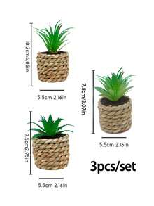 3 cây mọng nước nhân tạo, cây mọng nước nhỏ trồng trong chậu với cỏ đan, thích hợp trang trí theo phong cách nông trại trong nhà, bàn làm việc, văn phòng, phòng ngủ, kệ sách. - Nhiều màu - Xem 13