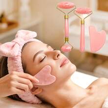 Set de 3 piezas de rodillos de masaje facial de resina, adecuado para rostro, Body, cuello, ojos, tabla Gua Sha, herramientas de cuidado de la belleza contra las arrugas - Multicolor - Ver 4