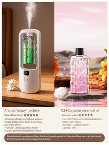 A White Minimalist Automatic Essential Oil Diffuser With Romantic Multi-Color Ambient Lighting And 5 Adjustable Working Modes. This USB Rechargeable Aromatherapy Diffuser Can Serve As An Electric Air Freshener For Hotel, Home, Bedroom, Living Room, Office, Pet Room, And Bathroom Odor Elimination. - White - View 14