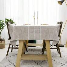 Tablecloths Rectangular Linen Tablecloth Faux Burlap Table Cloth For Kitchen Dinning Striped Tabletop 132x183 Cm 52 X 72 Inch Light Linen  Dfe - 001 Light Linen - View 6
