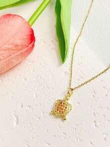 1pc Minimalist Cute Animal Pendant Necklace, Suitable For Women's Daily Wear And Gift - Gold - View 5