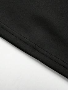 1pc Men's Grey Round Neck Short Sleeve T-Shirt, Raglan Sleeve Patchwork Design, Knit Fabric Breathable And Skin-Friendly, Loose Casual Minimalist All-Match Short Sleeve T-Shirt, Versatile For Daily, Commuting And Home Wear - Black - View 8