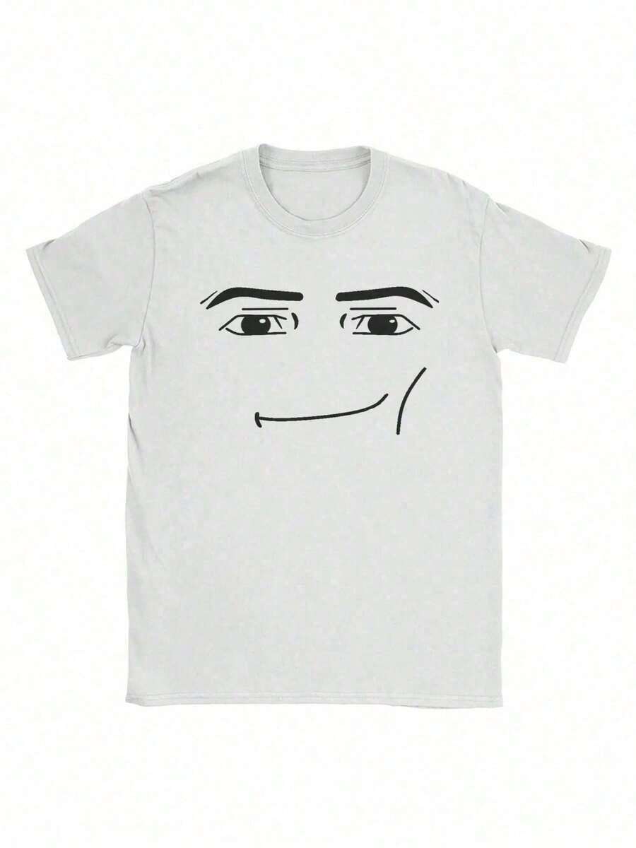 Anime Robot Robloxs Face-Shirts Women Fun Tees Crew Neck Short Sleeve Shirts Women Clothing Harajuku Shirts-Chic Republic Basic Crew Neck-Shirts,Fashionable And Personalized-Shirts,Modern Unisex Design - trắng - Xem 1