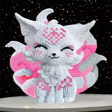 7359 delar söt rosa niosvansad räv byggklossset, sammankopplade klossar, handgjort 3D-mosaikpussel, lämplig för familjeaktiviteter och sammankomster från 14 år - Multifärgad - Visa 1