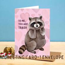 Funny Raccoon Valentines Day Card, Raccoon Greeting Cards, Funny Valentines Including Envelope - Multicolor - View 8