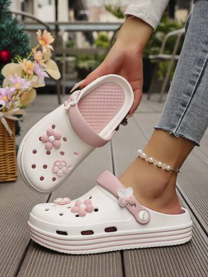 New Women's Summer Shoes Thick Sole Breathable Comfortable Cute Casual Indoor Outdoor Beach Sandals Versatile Non-Slip Thick Sole Fashionable Women's Summer Sandals, Holiday Essential Clogs, Suitable For Ramadan, Great Valentine's Day Gift For Her