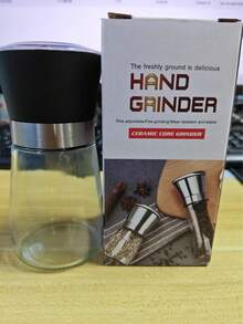 Manual Pepper Grinder Bottle Kitchen Sea Salt Pepper Coffee Grinder Stainless Steel Household Manual Glass Grinder, Halloween And Christmas Party Supplies - 黑色 - 查看 6