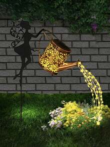 2个/1个太阳能浇水壶户外花园景观照明，太阳能仙女浇水壶串灯，户外抛光镍金属电池花园装饰灯 - 彩色 - 查看 3