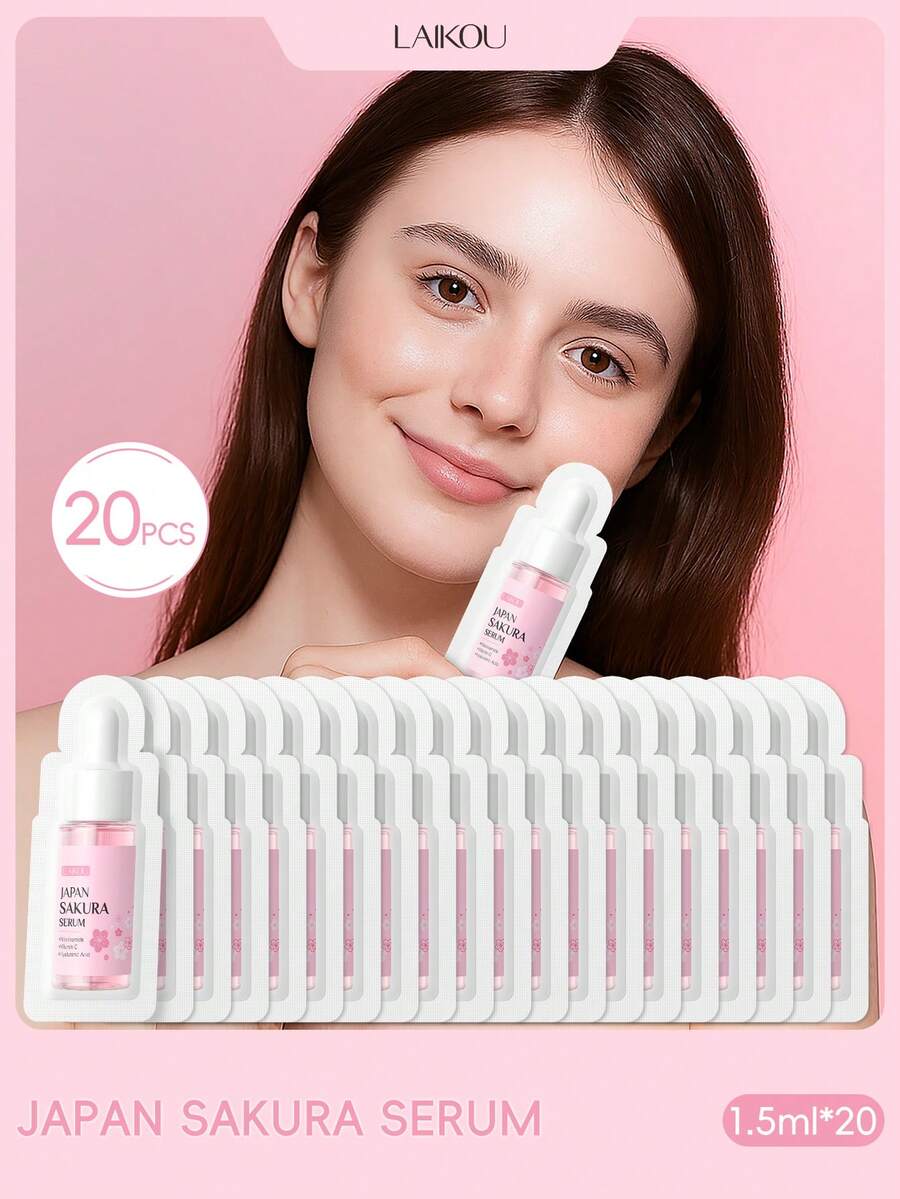 LAIKOU 1.5毫升日本樱花深层滋养面部精华，肌肤再生精华，收缩毛孔，便携旅行礼品，适合女士、妈妈、妻子、姐妹、青少年、女友等，护肤SPA必备