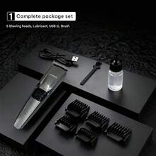 Recortadora de cabello para hombres HYUNDAI, cortadora eléctrica con cuchillas de cerámica, resistente al agua IPX6, carga rápida USB-C, kit de aseo corporal - Gris - Ver 5