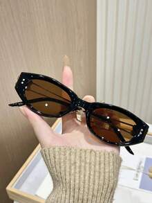 1 pieza Gafas de estilo retro a la moda y versátiles, adecuadas para fotografía callejera con marcos de PC ligeros en unicolor, para todas las estaciones - Multicolor - Ver 7