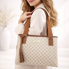 Large, Spacious Women's Shoulder Bag For Work, College, And More. - Ivory - View 5