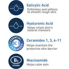 Cera Ve Salicylic Acid Cleanser - 8 onzas | Renovación de lavado facial exfoliante con vitamina D para pieles ásperas y con baches | El embalaje puede variar - transparente - Ver 6