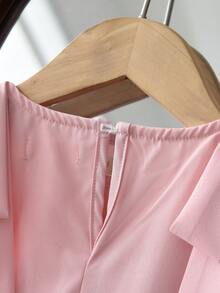 bearleader 2-7 Years Old Girls' Summer Birthday Princess Dress, Detachable Bow, Sleeveless Tulle Wedding Party Dress, Sweet Teenage Outfit - Pink - View 4