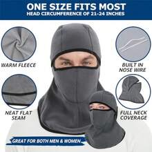 Headshion Lana Pasamontañas Invierno con Clip Nasal 2-Pack Revestimiento del Casco Máscara para Hombre y Mujer Protección UV Fleece Balaclava Ski Mask Winter Full Face Mask - Negro y Gris Oscuro - Ver 1
