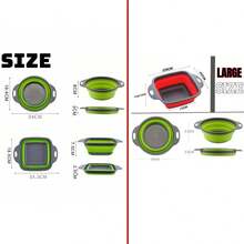 Foldable Silicone Colander - Space-Saving Vegetable Washing Basket - Durable Kitchen Sink Strainer Basket - Easy To Clean, Suitable For Pasta, Vegetables And Fruits (Green, Blue, Red) - L - View 3