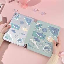 1个带笔槽的多角度磁吸支架保护套，支持自动休眠/唤醒功能，可爱平板电脑保护套，兼容Pro/Air/三星Galaxy A9/S9/S7/S10+/小米Pad/5/6/7 - 彩色 - 查看 2