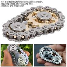 Giroscopio de acero inoxidable con cadena de engranajes y punta giratoria, chapado en oro, juguete para aliviar el estrés. - Plateado - Ver 5