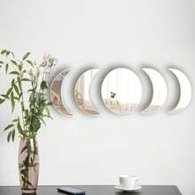 5 Acrylic Mirror Wall Stickers - Self Adhesive Moon Phase Mirrors - Bohemian Decor Home, Living Room, Bathroom, Bedroom (15cm) - 多色 - 查看 6
