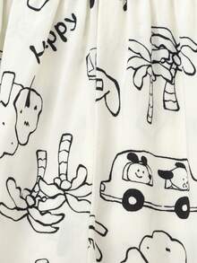 Balabala Kids Casual Pants, Boys & Girls, All-Over Print, Elastic Cuff Lantern Pants Summer 2026 - White and Black - View 4