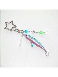 Funny Creative Ding-Dang Fish Keychain Pendant For Pencil Lure Fishing Bag Decoration Accessories HPZ9 BUOA 3RET - 藍粉銀魚掛件 - 查看 2